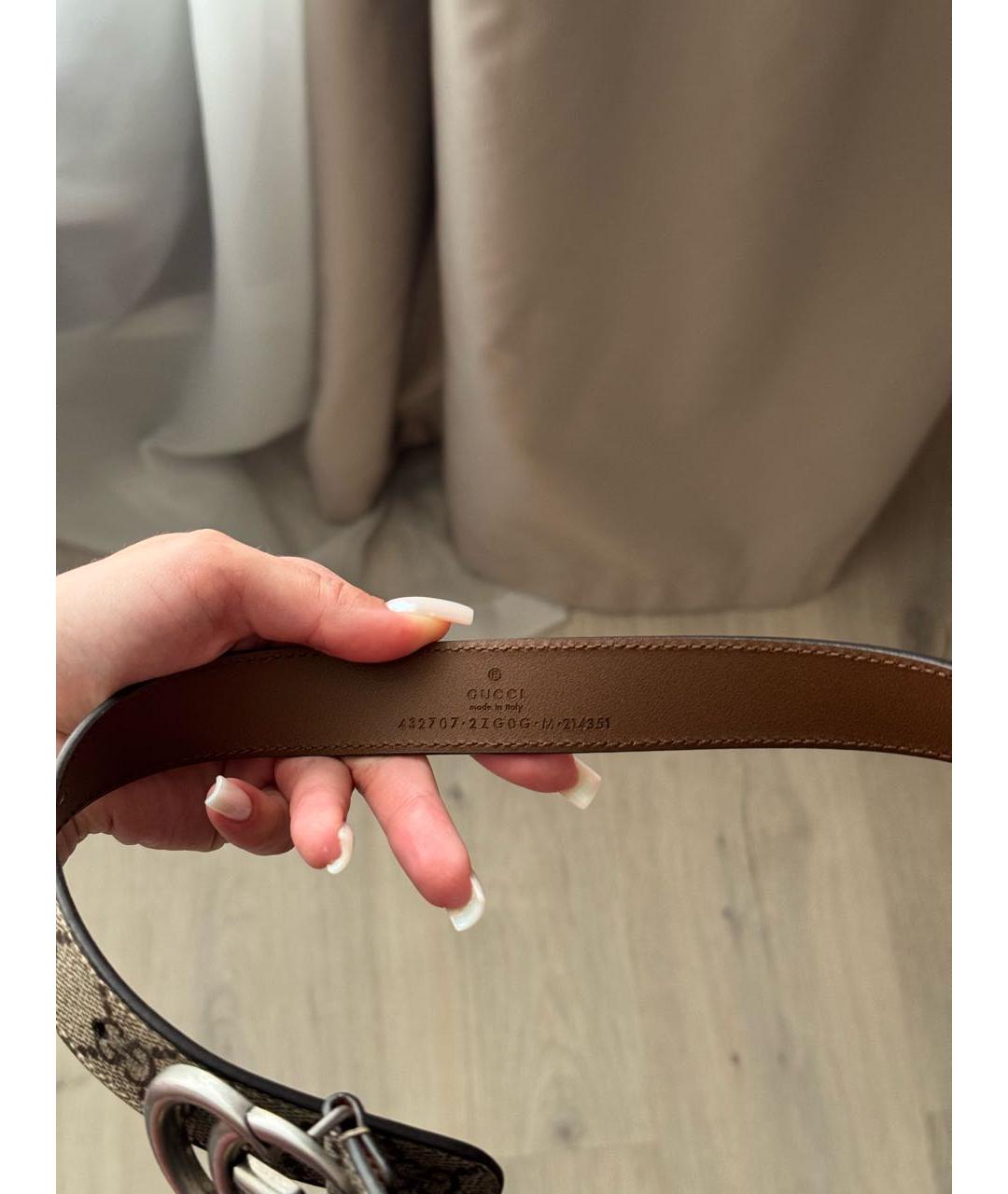 GUCCI Бежевый кожаный пояс/ремень, фото 5