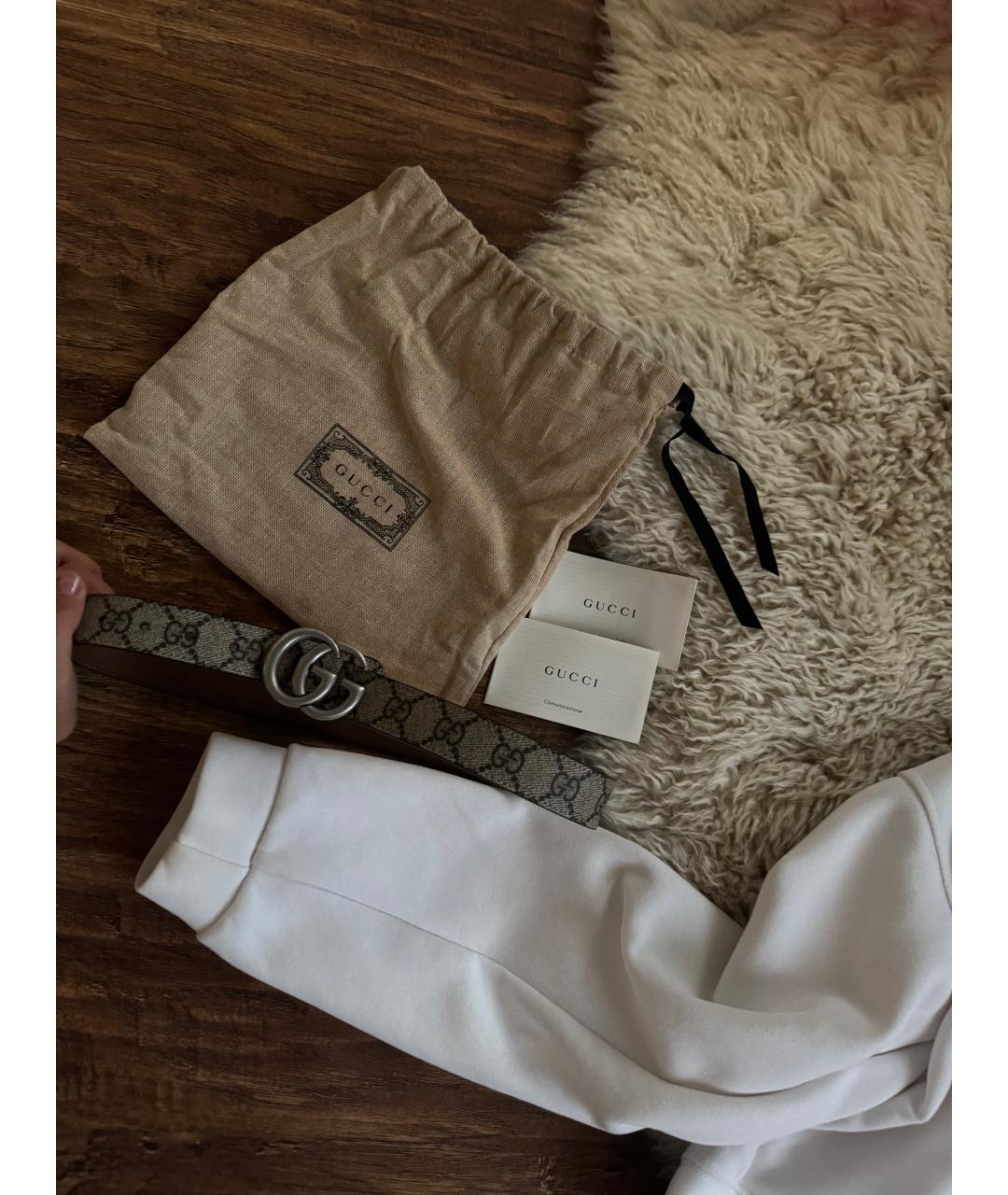 GUCCI Бежевый кожаный пояс/ремень, фото 3