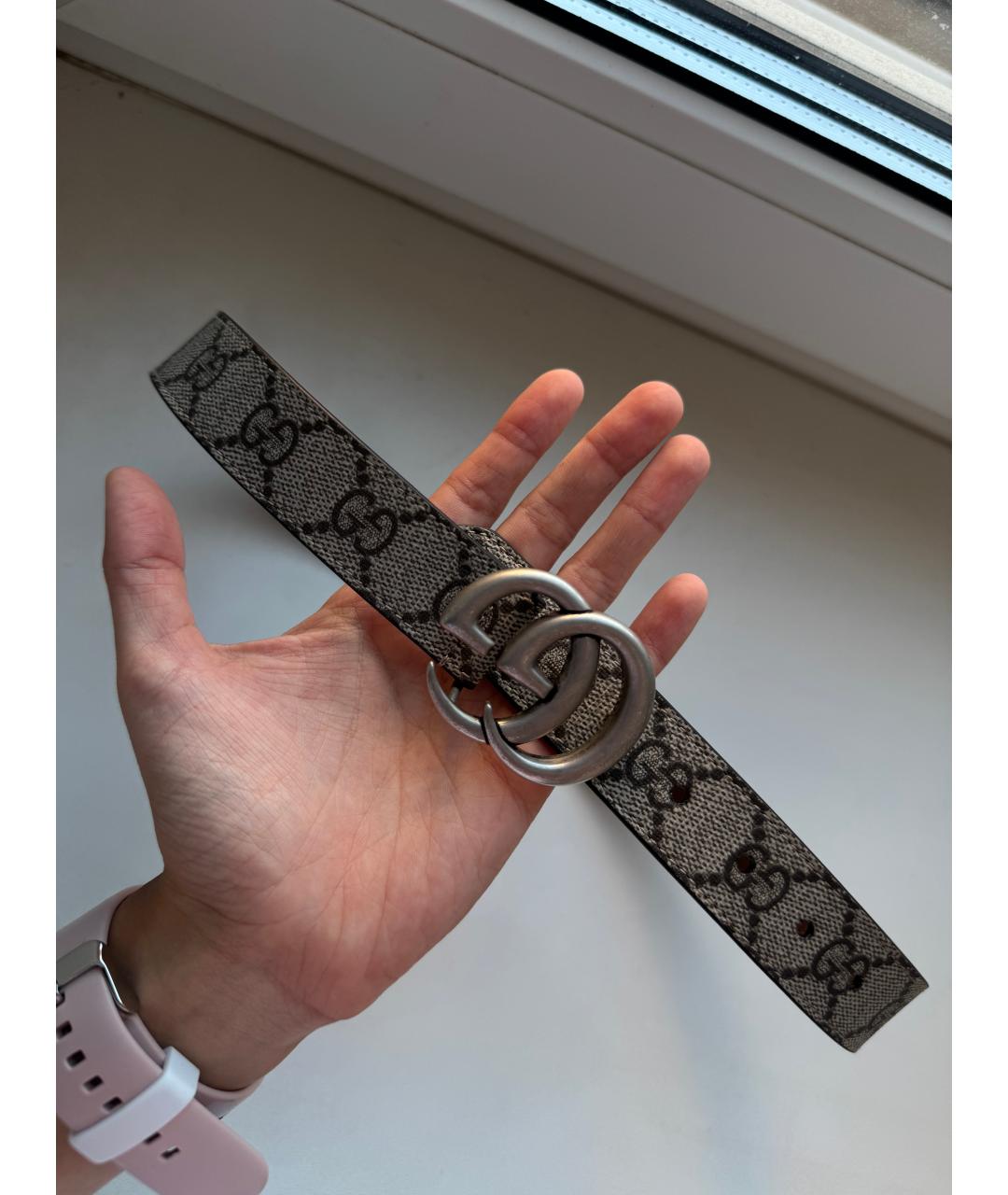 GUCCI Бежевый кожаный пояс/ремень, фото 4