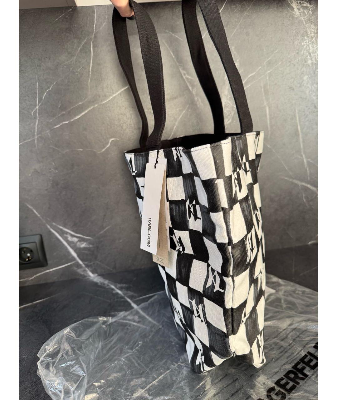 KARL LAGERFELD Черная хлопковая сумка тоут, фото 2