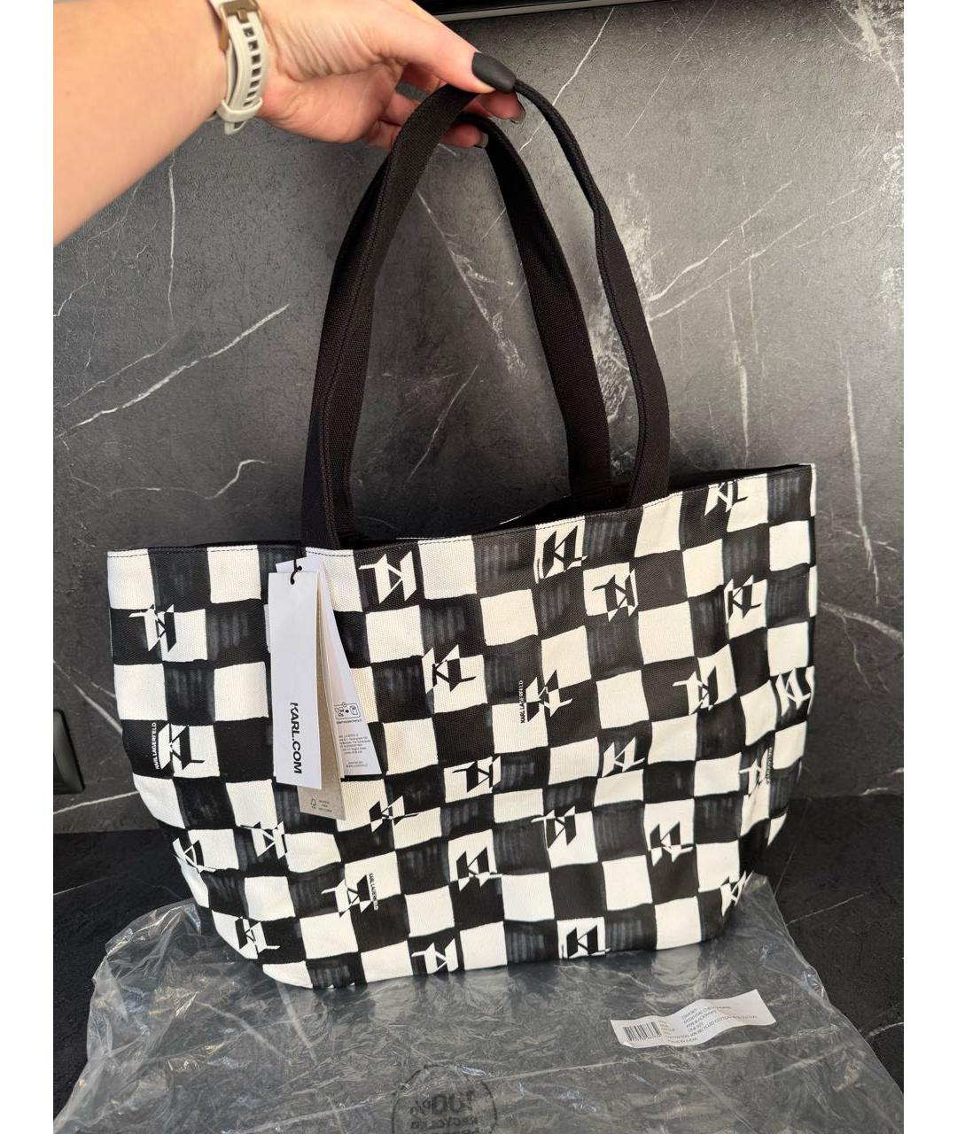 KARL LAGERFELD Черная хлопковая сумка тоут, фото 3