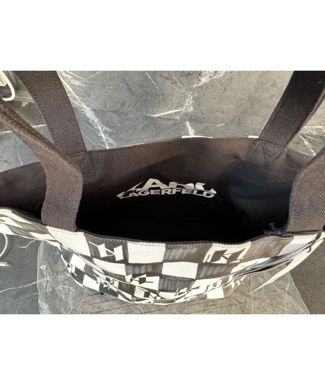 KARL LAGERFELD Черная хлопковая сумка тоут, фото 4