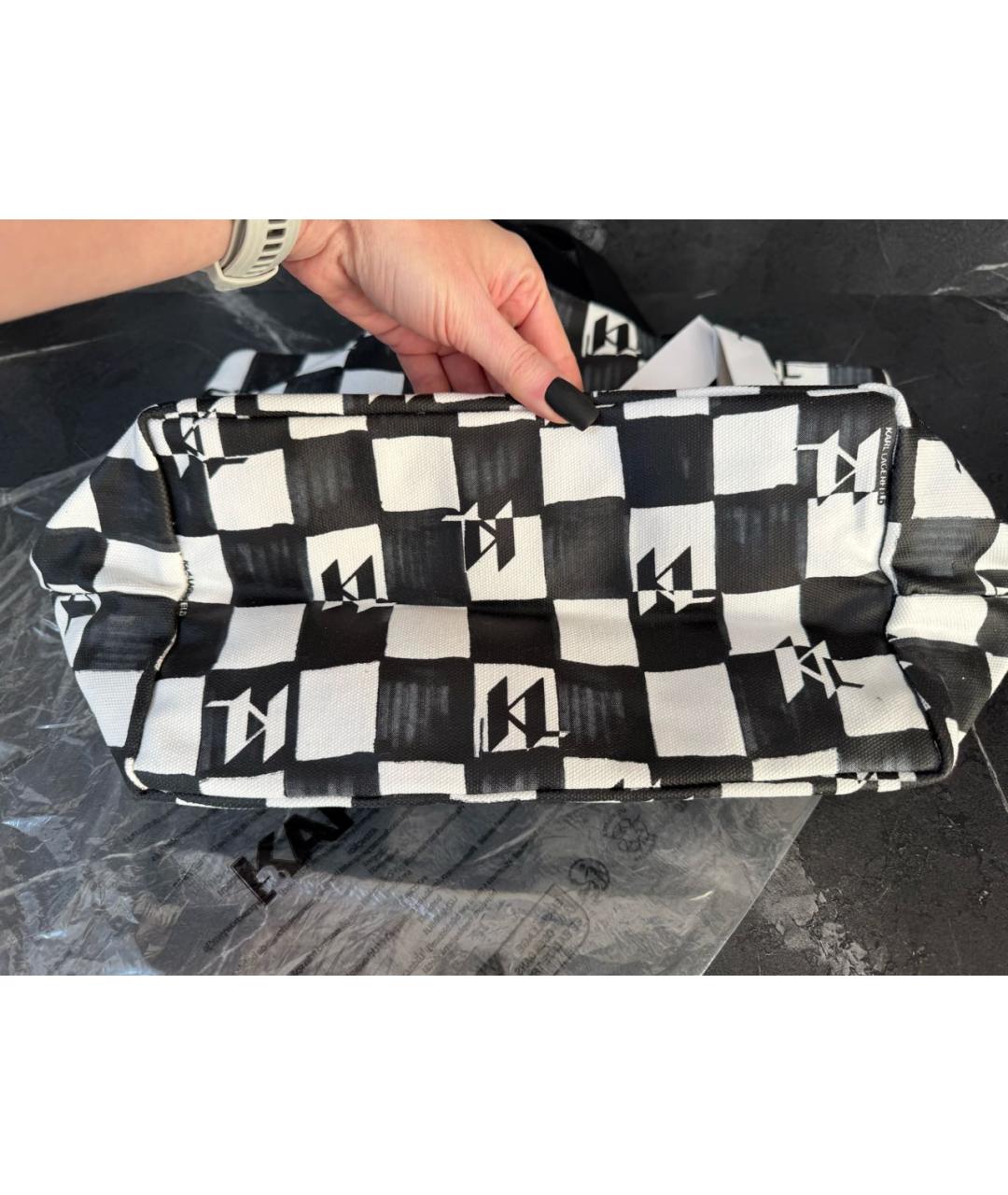 KARL LAGERFELD Черная хлопковая сумка тоут, фото 7