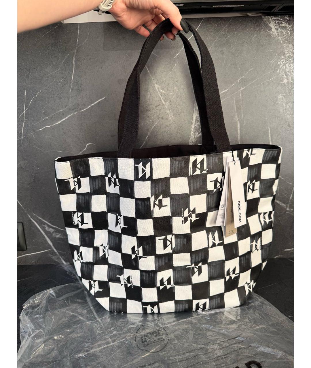 KARL LAGERFELD Черная хлопковая сумка тоут, фото 9