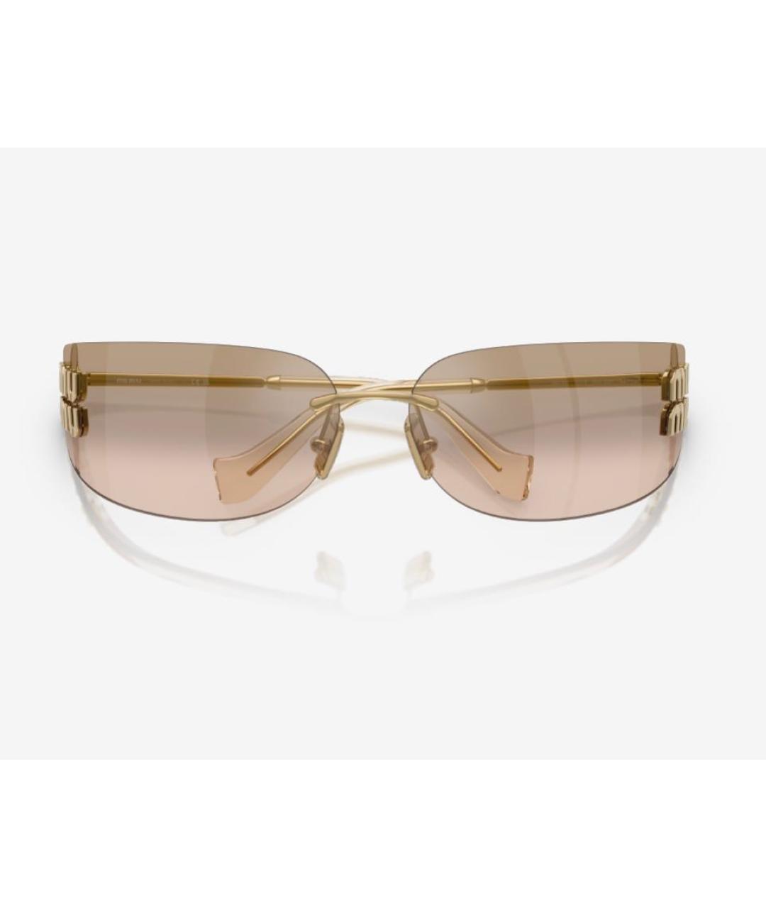 MIU MIU Золотые металлические солнцезащитные очки, фото 2