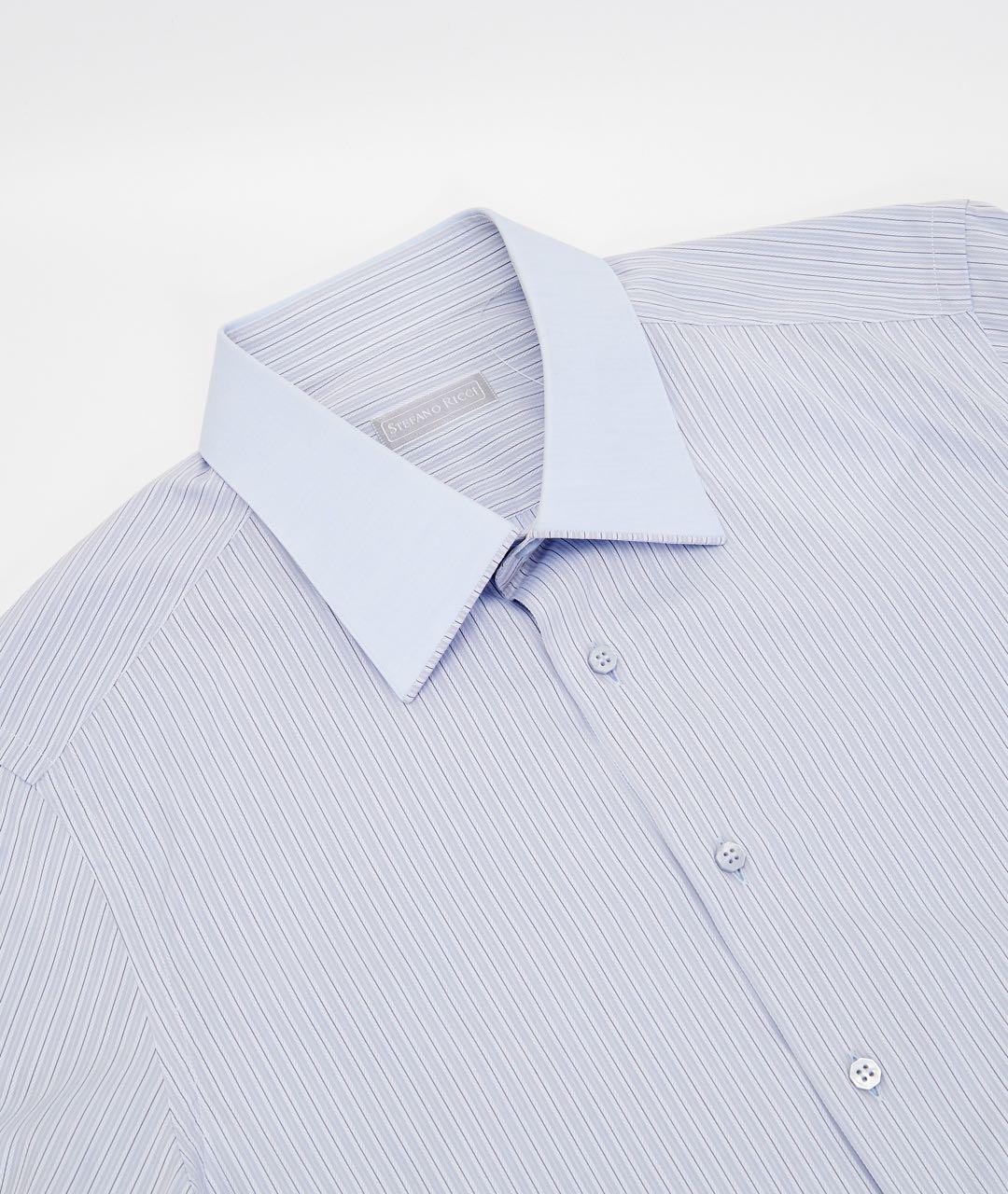 STEFANO RICCI Голубая хлопковая кэжуал рубашка, фото 3