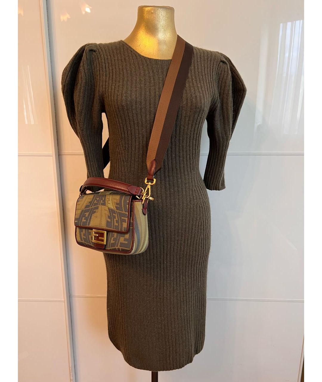FENDI Зеленые шерстяное повседневное платье, фото 8