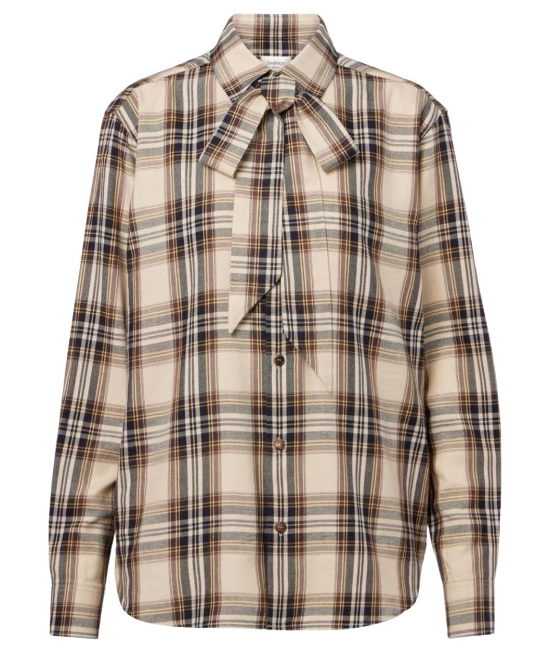 SAINT LAURENT Бежевая хлопковая рубашка, фото 1