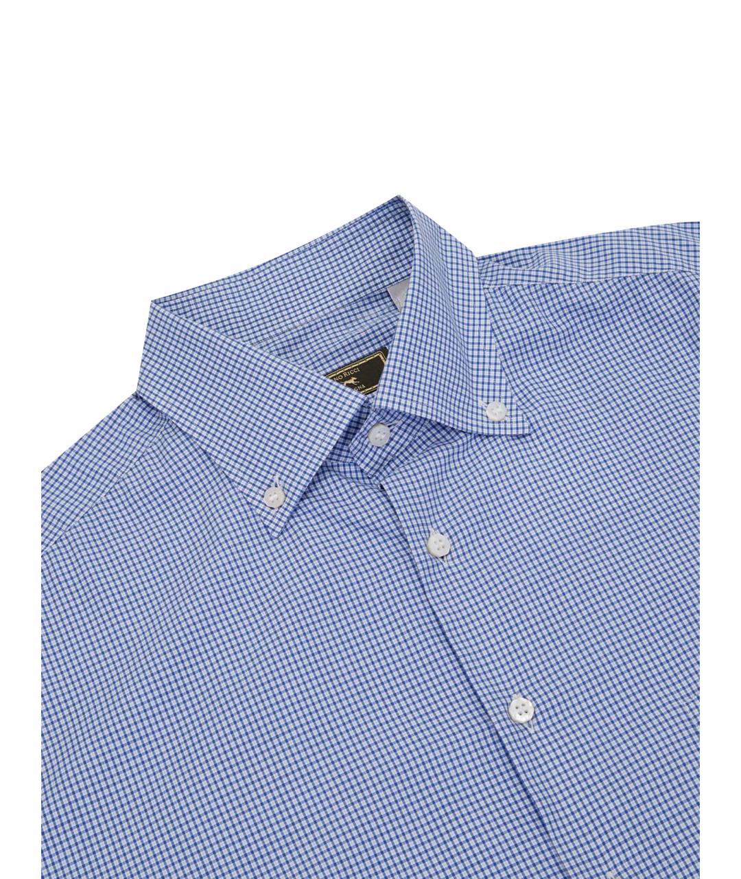 STEFANO RICCI Голубая хлопковая классическая рубашка, фото 5