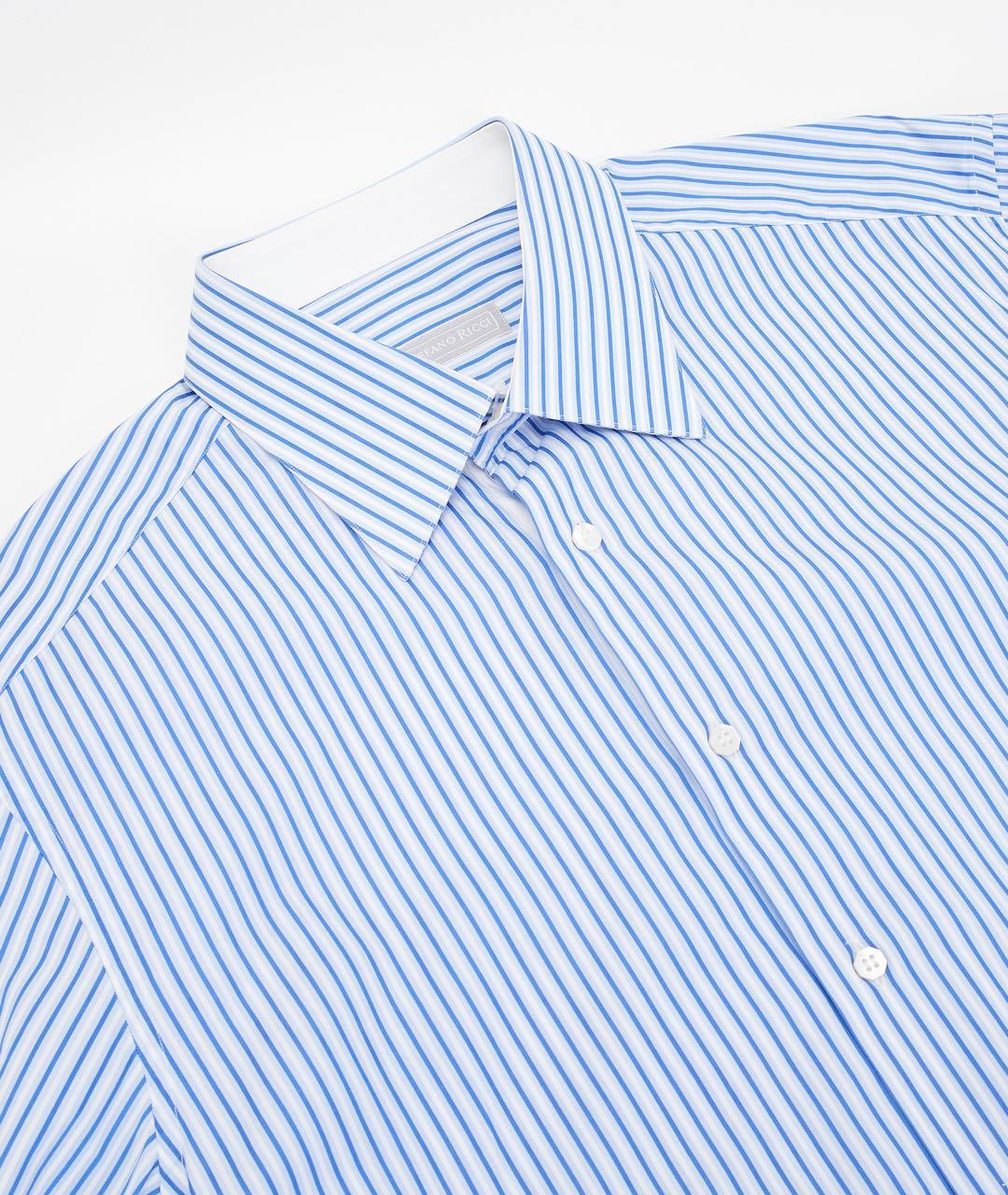 STEFANO RICCI Голубая хлопковая классическая рубашка, фото 3