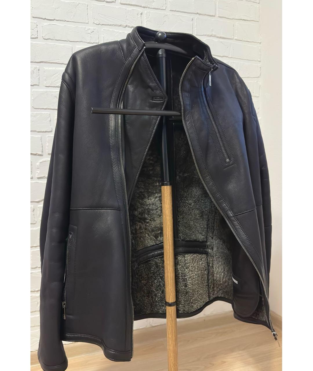 BIKKEMBERGS Черная кожаная дубленка/шуба, фото 5