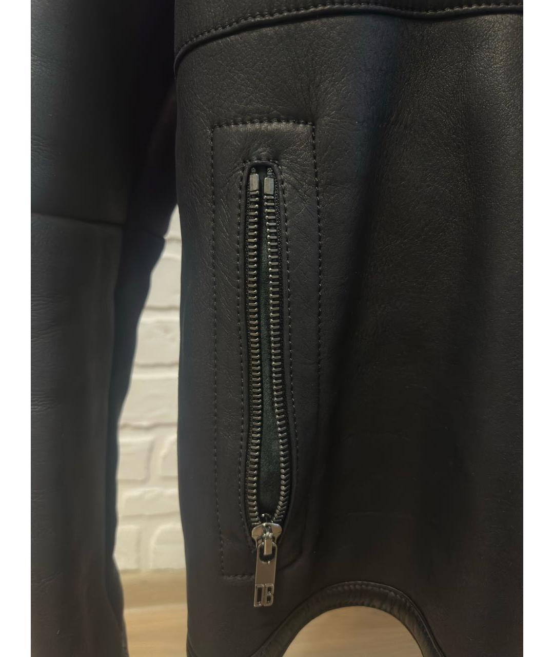 BIKKEMBERGS Черная кожаная дубленка/шуба, фото 8