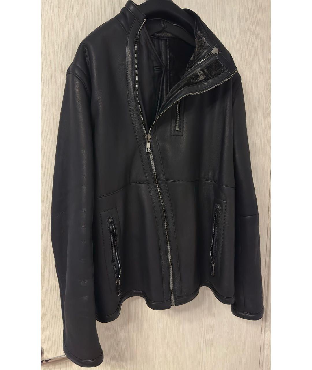 BIKKEMBERGS Черная кожаная дубленка/шуба, фото 4