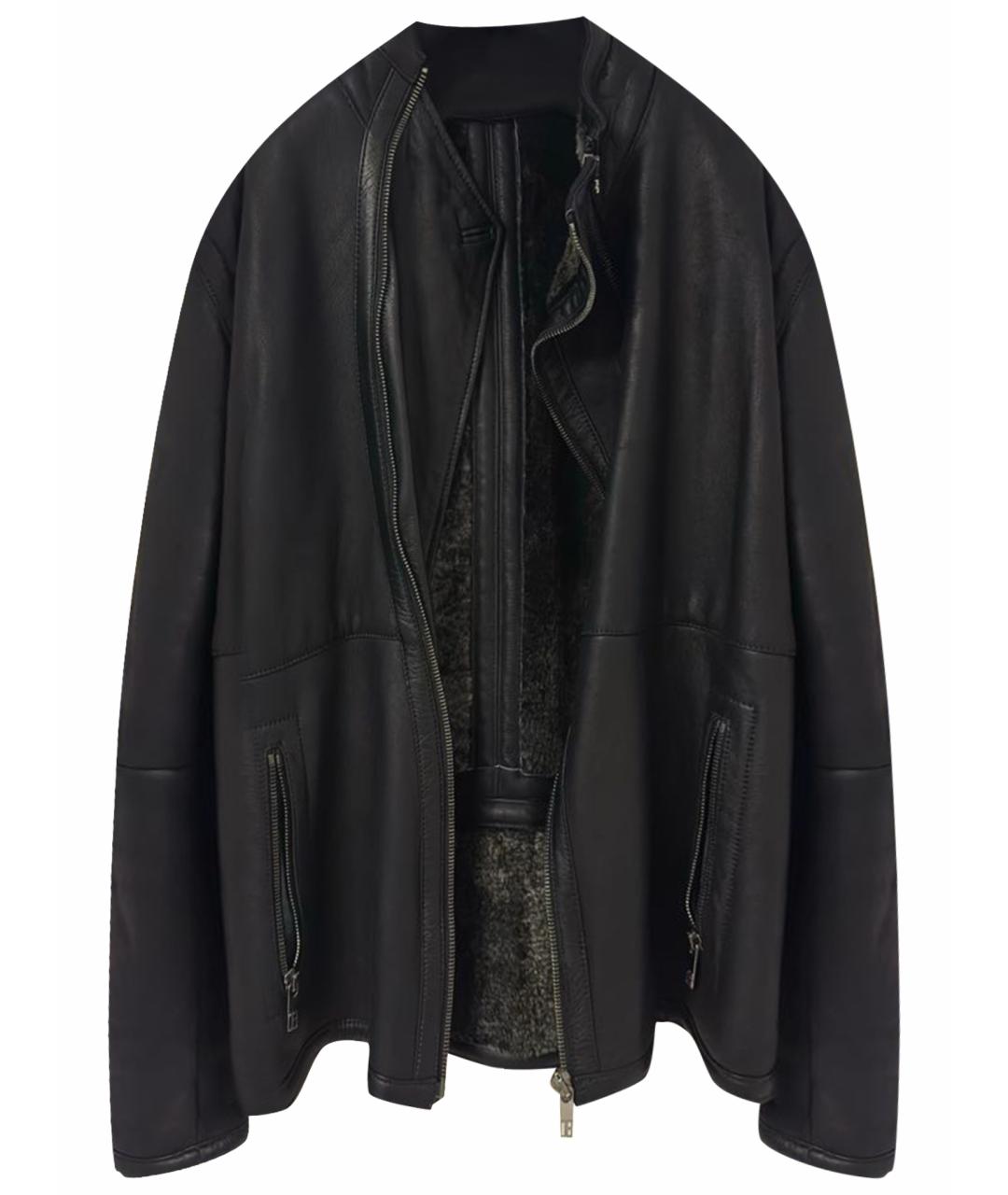 BIKKEMBERGS Черная кожаная дубленка/шуба, фото 1