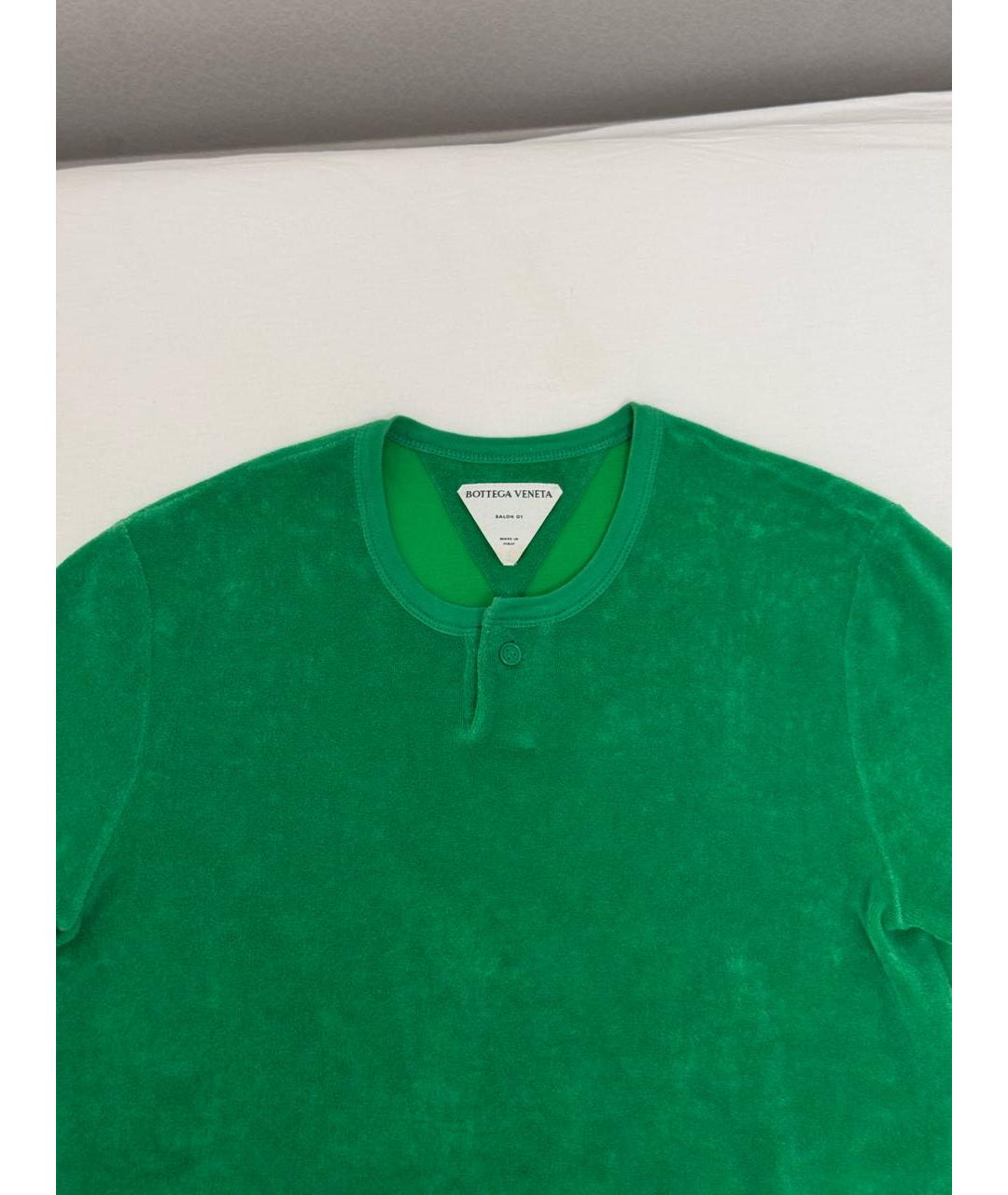 BOTTEGA VENETA Зеленая хлопковая футболка, фото 3
