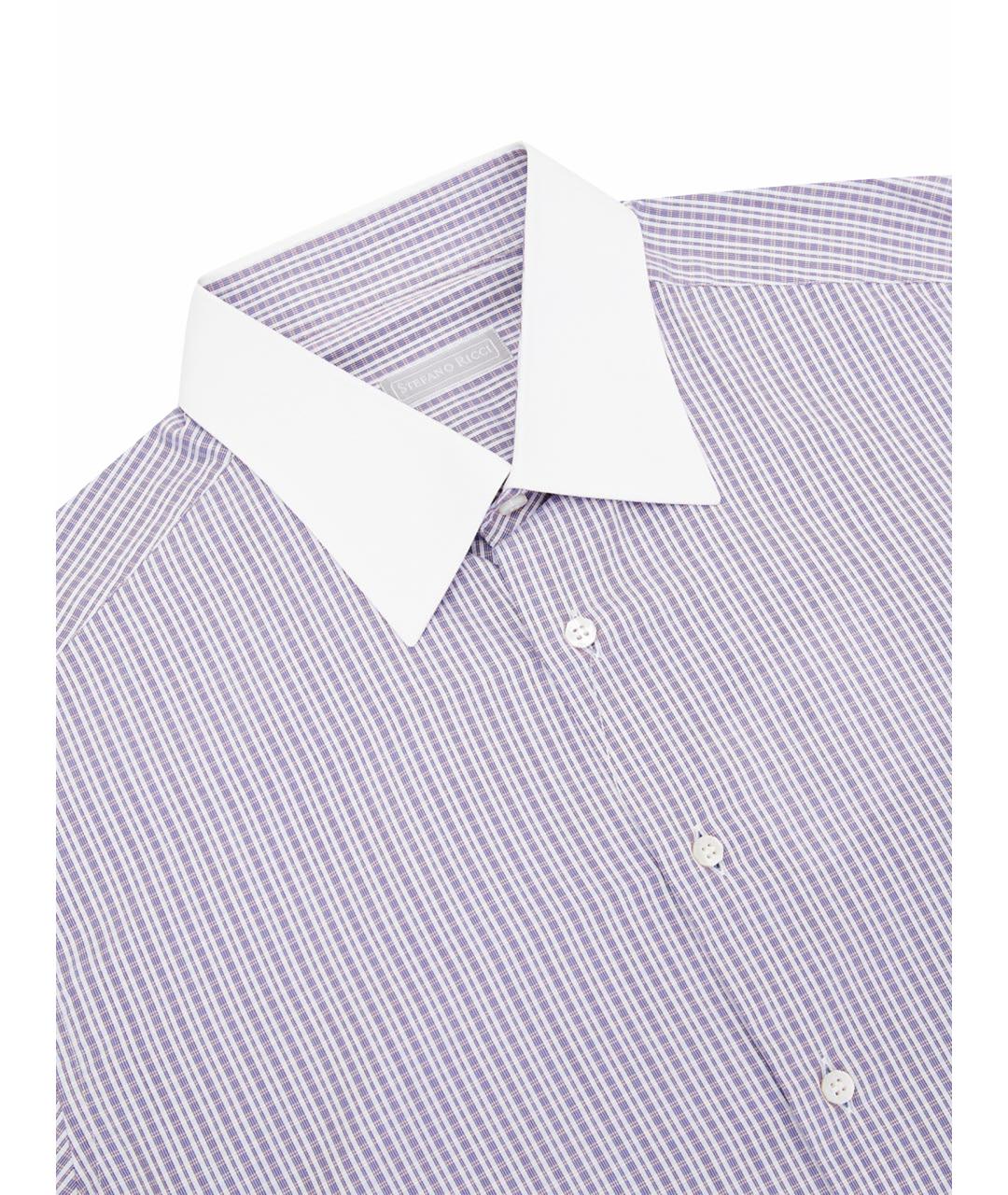 STEFANO RICCI Фиолетовая хлопковая классическая рубашка, фото 5