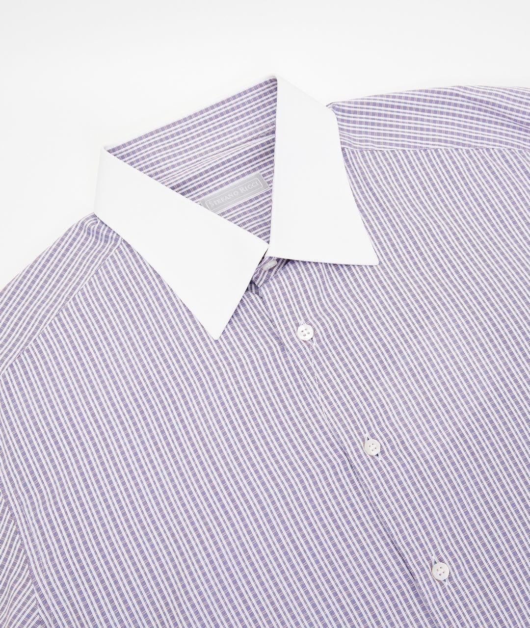STEFANO RICCI Фиолетовая хлопковая классическая рубашка, фото 3
