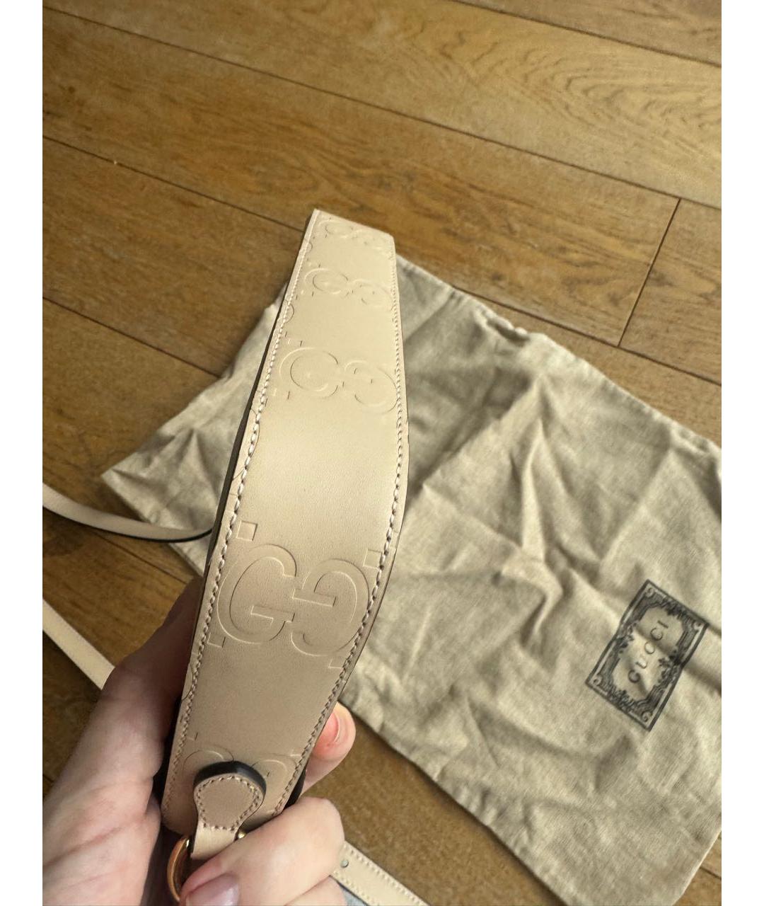 GUCCI Бежевая кожаная сумка через плечо, фото 3