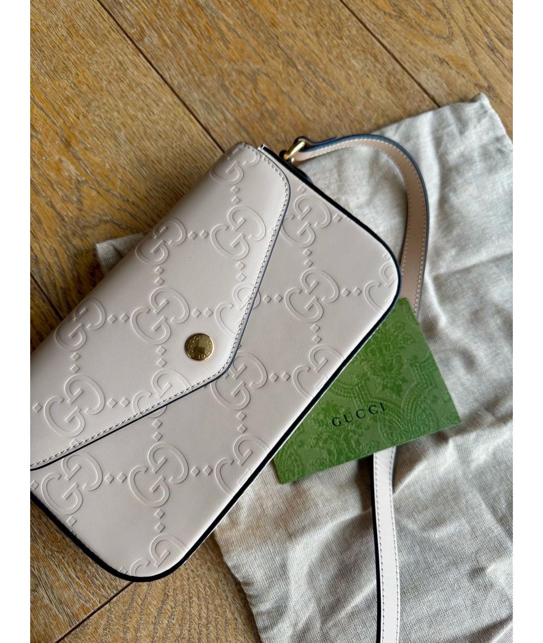 GUCCI Бежевая кожаная сумка через плечо, фото 5