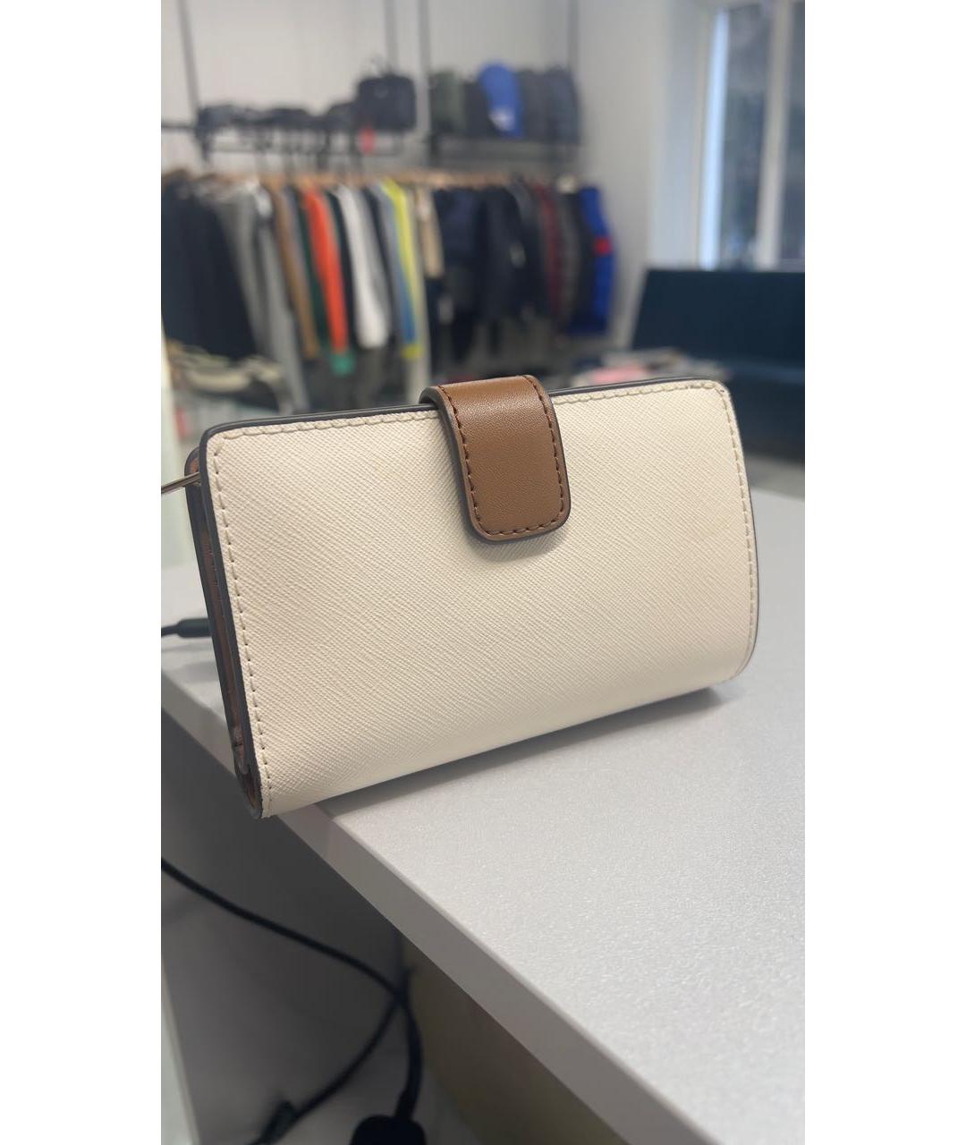 MICHAEL KORS Бежевый кожаный кошелек, фото 3