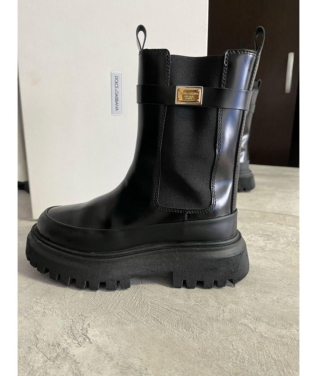 DOLCE&GABBANA Черные кожаные ботинки, фото 7
