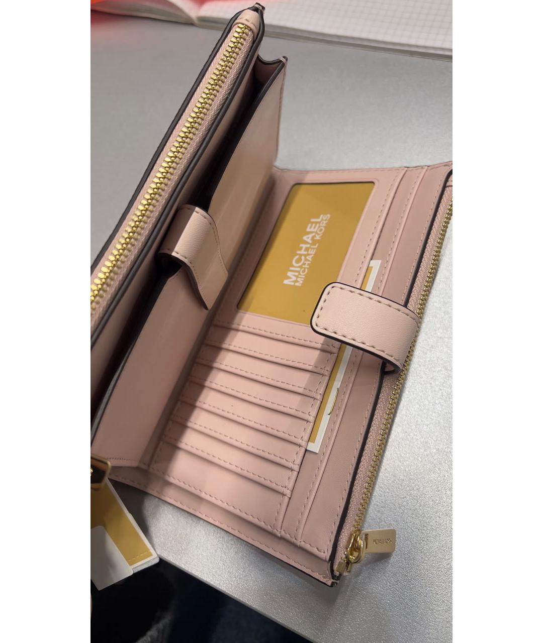 MICHAEL KORS Розовый кожаный кошелек, фото 4