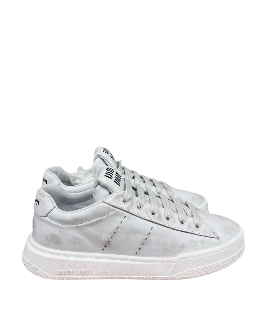 MIU MIU Белые кожаные кеды, фото 1