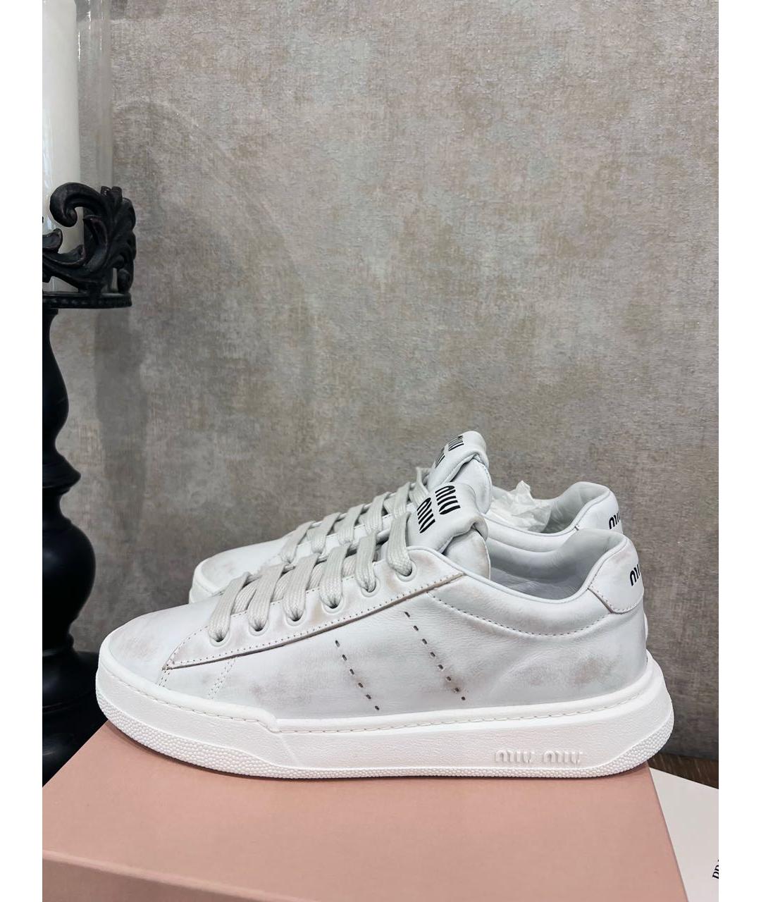 MIU MIU Белые кожаные кеды, фото 9