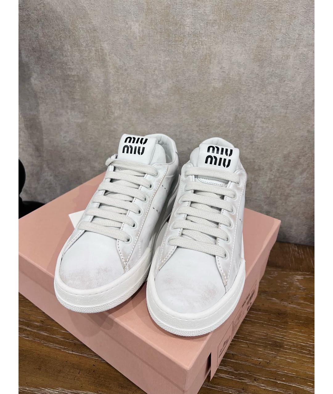 MIU MIU Белые кожаные кеды, фото 7