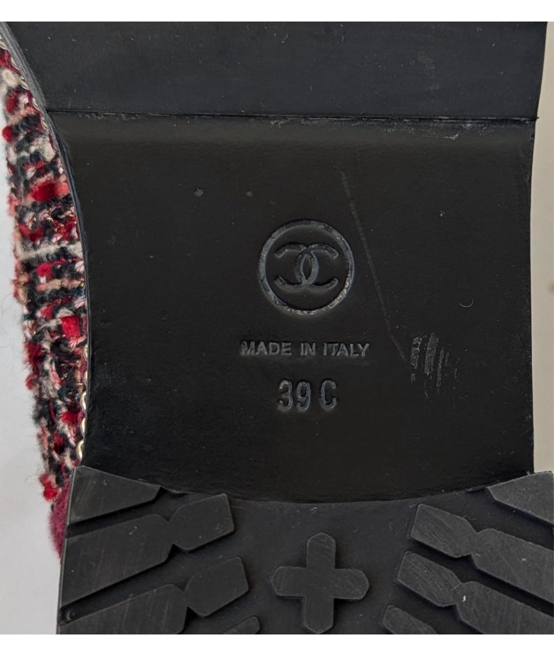 CHANEL Бордовые текстильные ботинки, фото 6