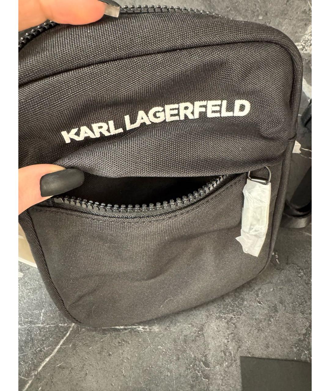 KARL LAGERFELD Черная синтетическая сумка на плечо, фото 5