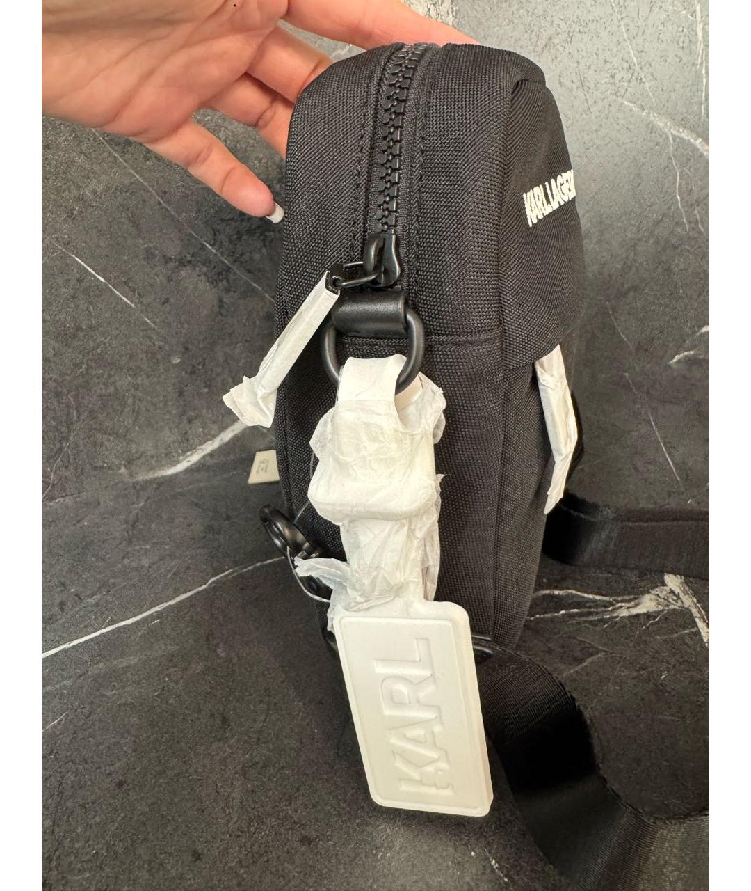 KARL LAGERFELD Черная синтетическая сумка на плечо, фото 2