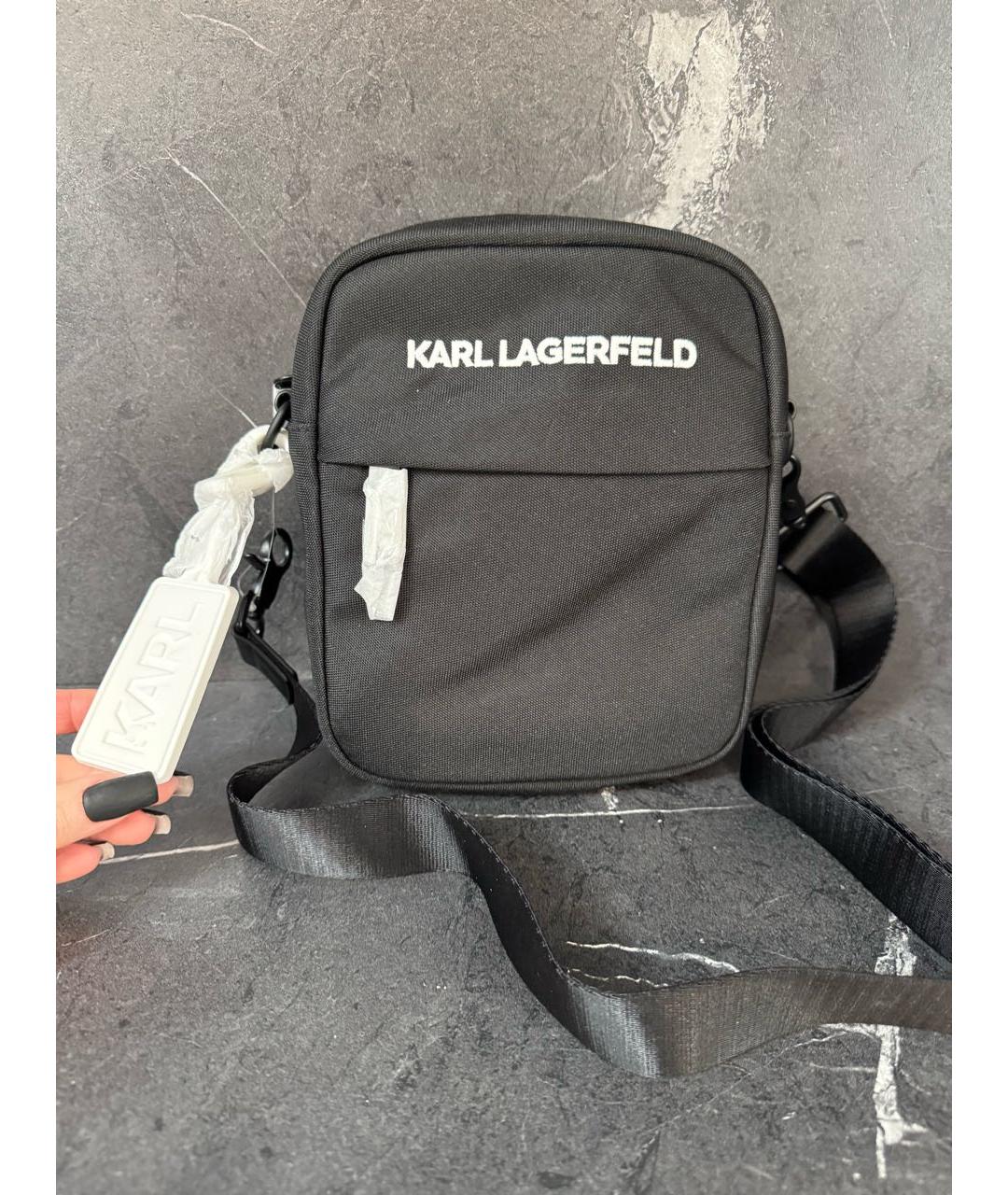 KARL LAGERFELD Черная синтетическая сумка на плечо, фото 9