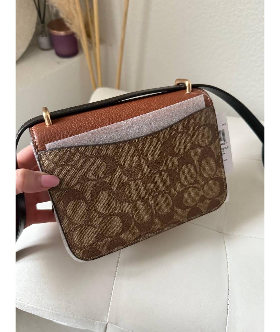 COACH Коричневая кожаная сумка через плечо, фото 3