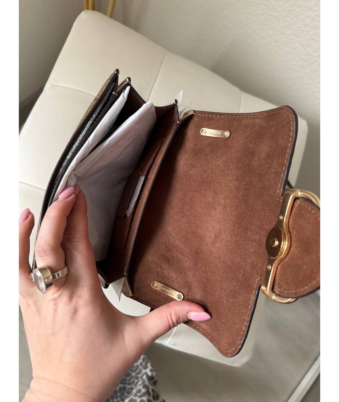 COACH Коричневая кожаная сумка через плечо, фото 2