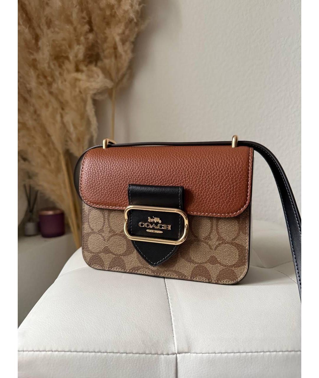 COACH Коричневая кожаная сумка через плечо, фото 7