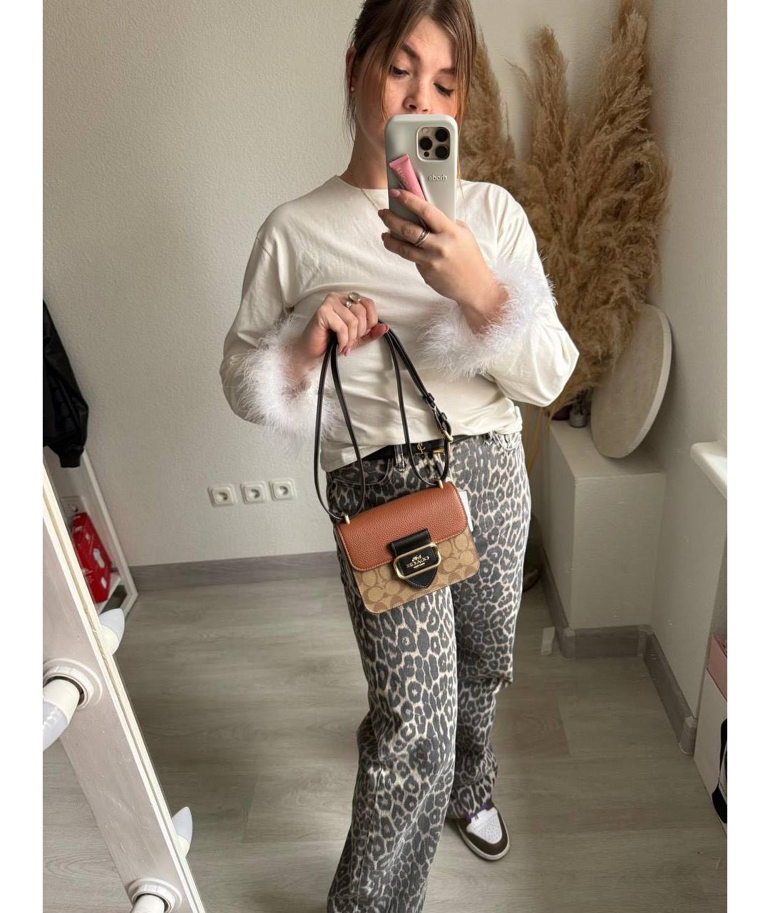 COACH Коричневая кожаная сумка через плечо, фото 6