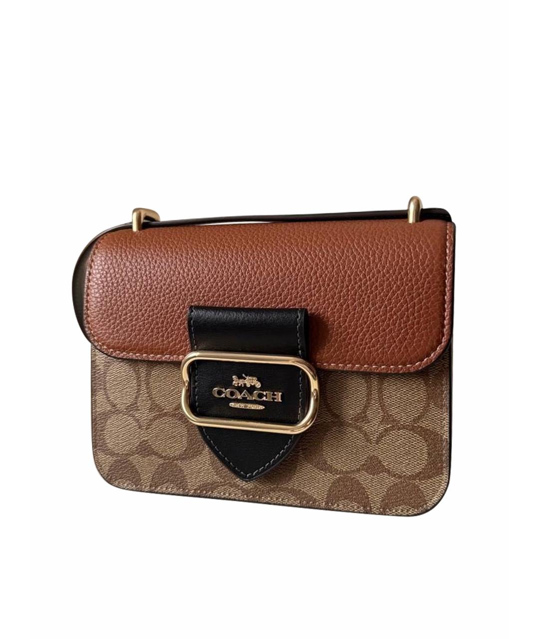 COACH Коричневая кожаная сумка через плечо, фото 1
