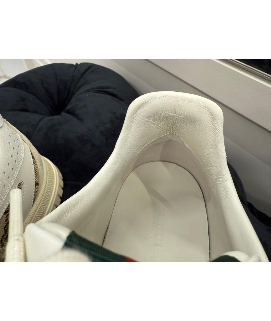 GUCCI Бежевые кожаные кеды, фото 4