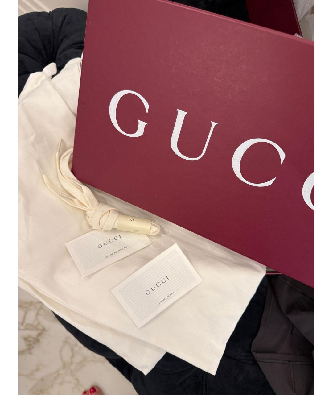 GUCCI Бежевые кожаные кеды, фото 6