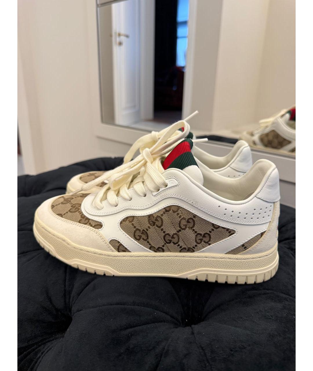 GUCCI Бежевые кожаные кеды, фото 7