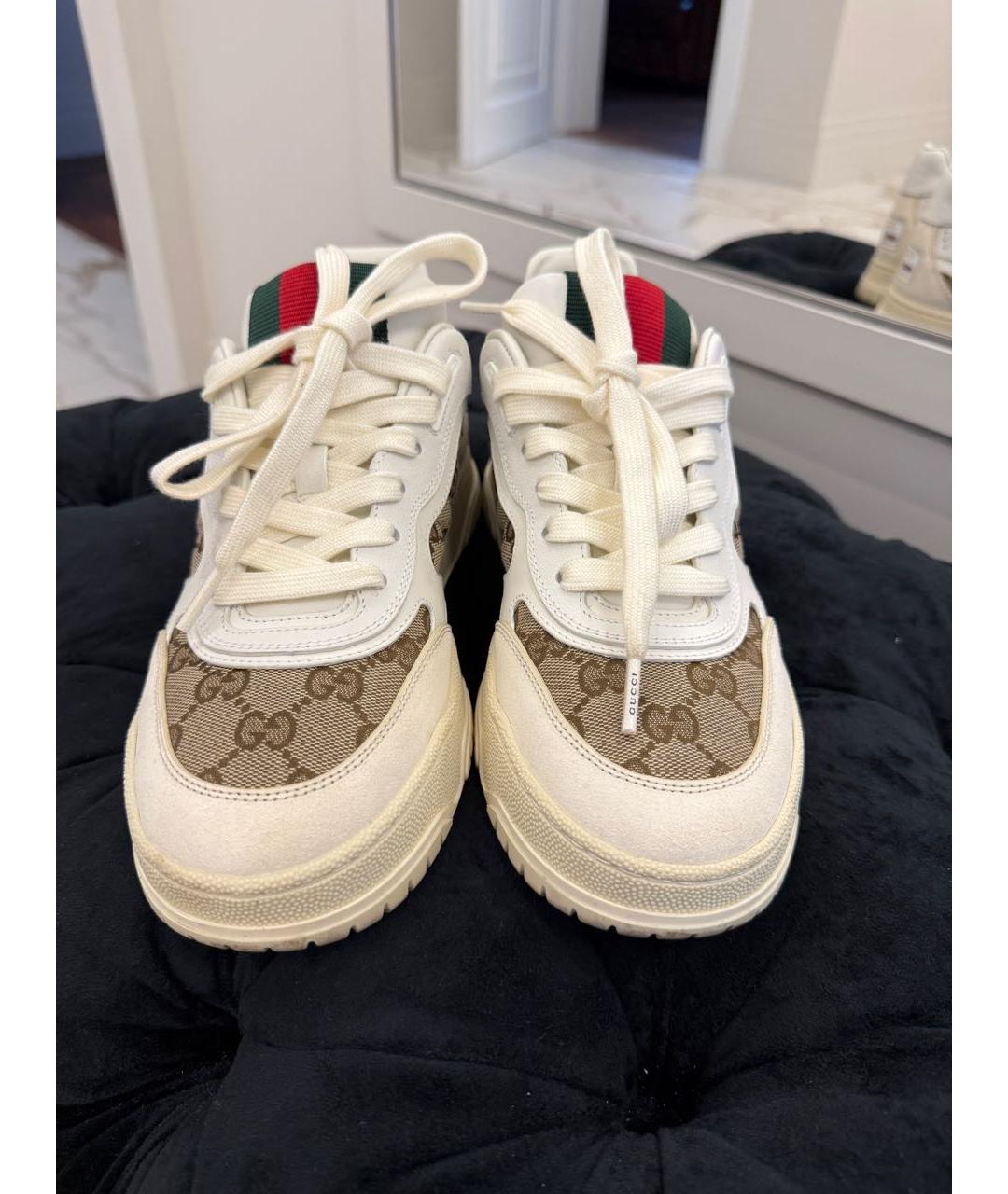 GUCCI Бежевые кожаные кеды, фото 3