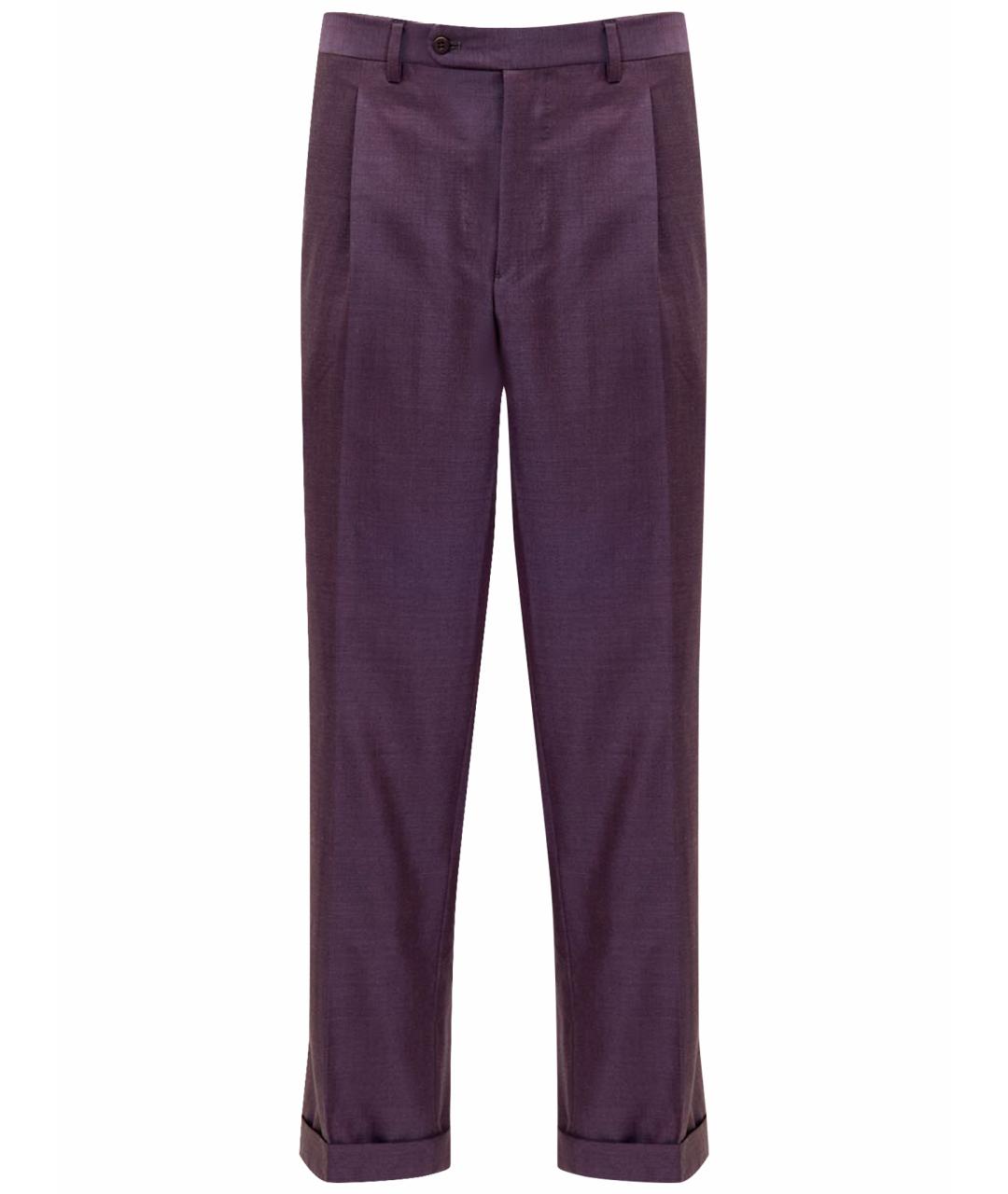 STEFANO RICCI Фиолетовые хлопковые прямые брюки, фото 1