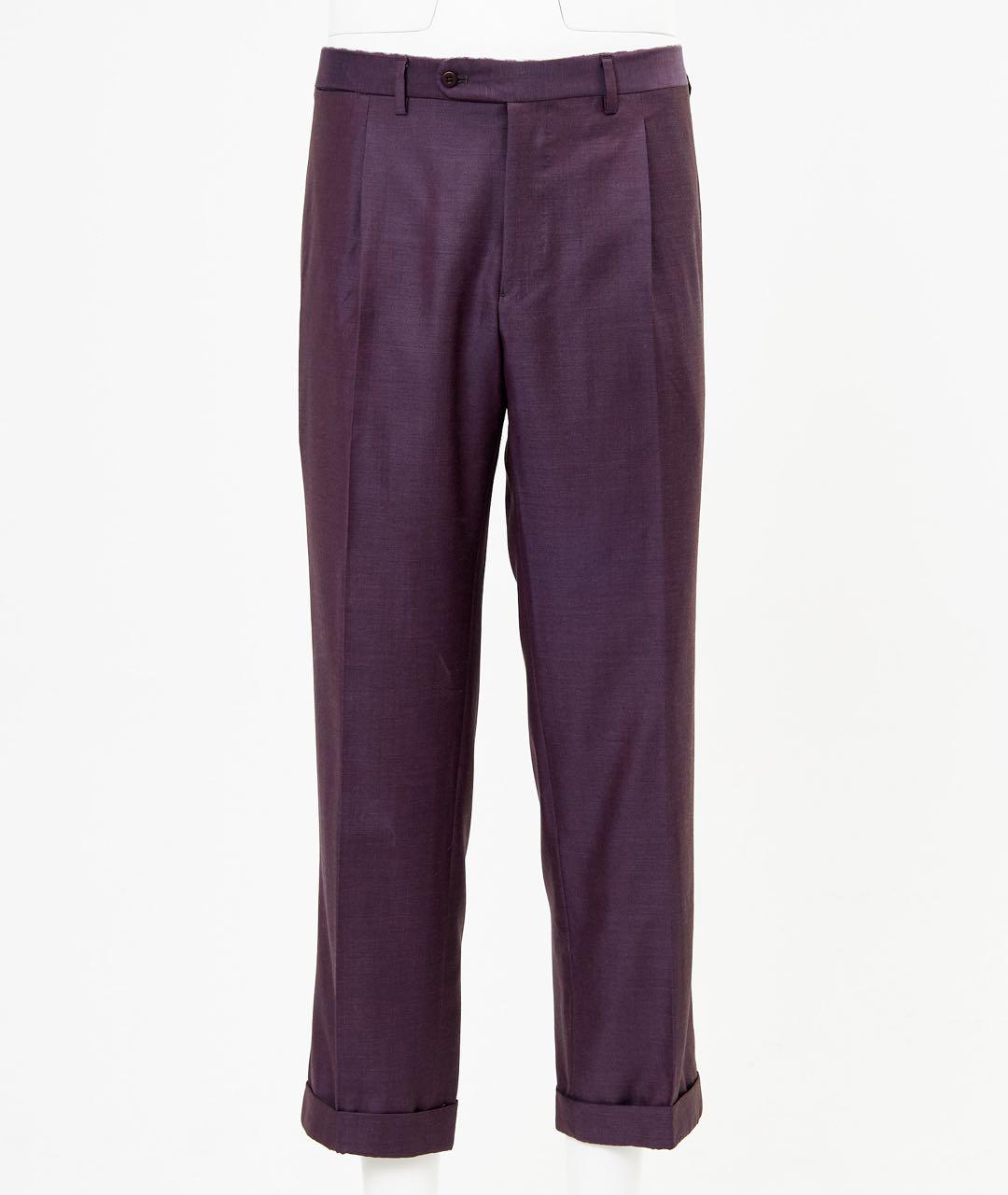 STEFANO RICCI Фиолетовые хлопковые прямые брюки, фото 4