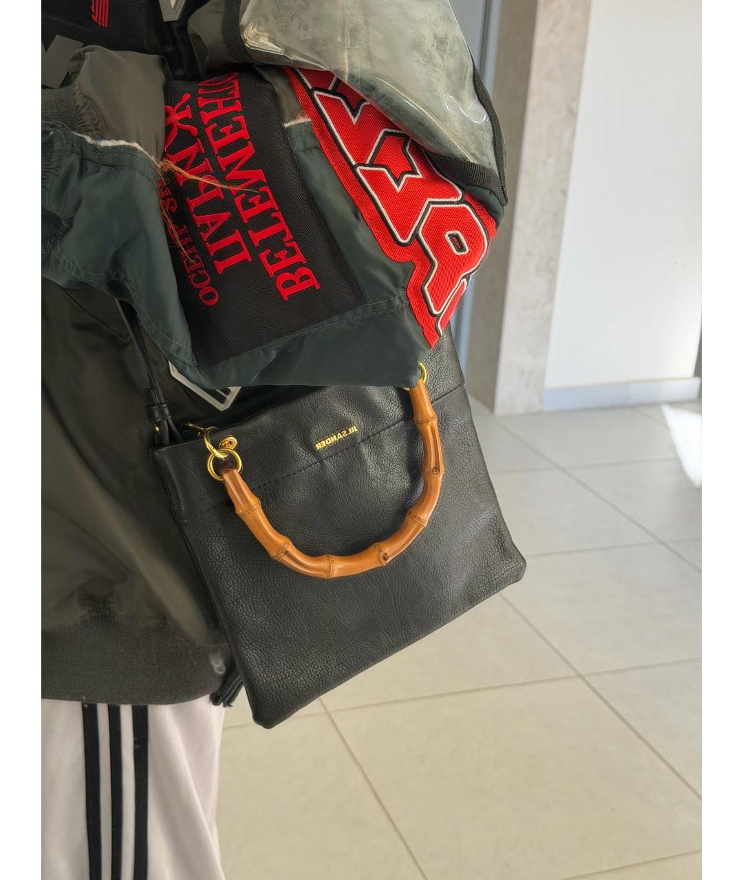 JIL SANDER Черная кожаная сумка с короткими ручками, фото 7