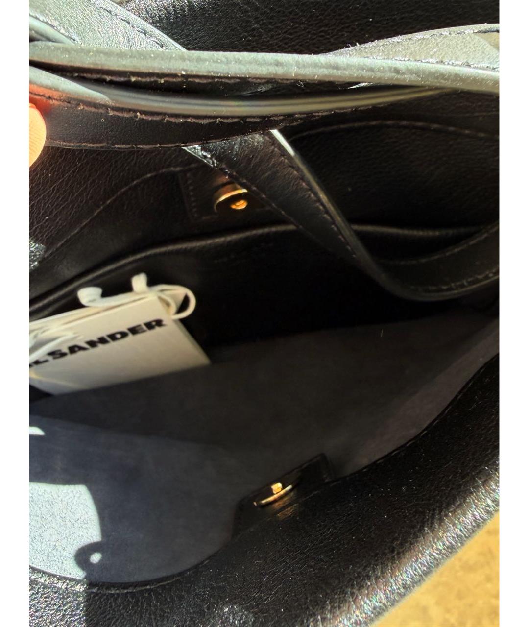 JIL SANDER Черная кожаная сумка с короткими ручками, фото 4