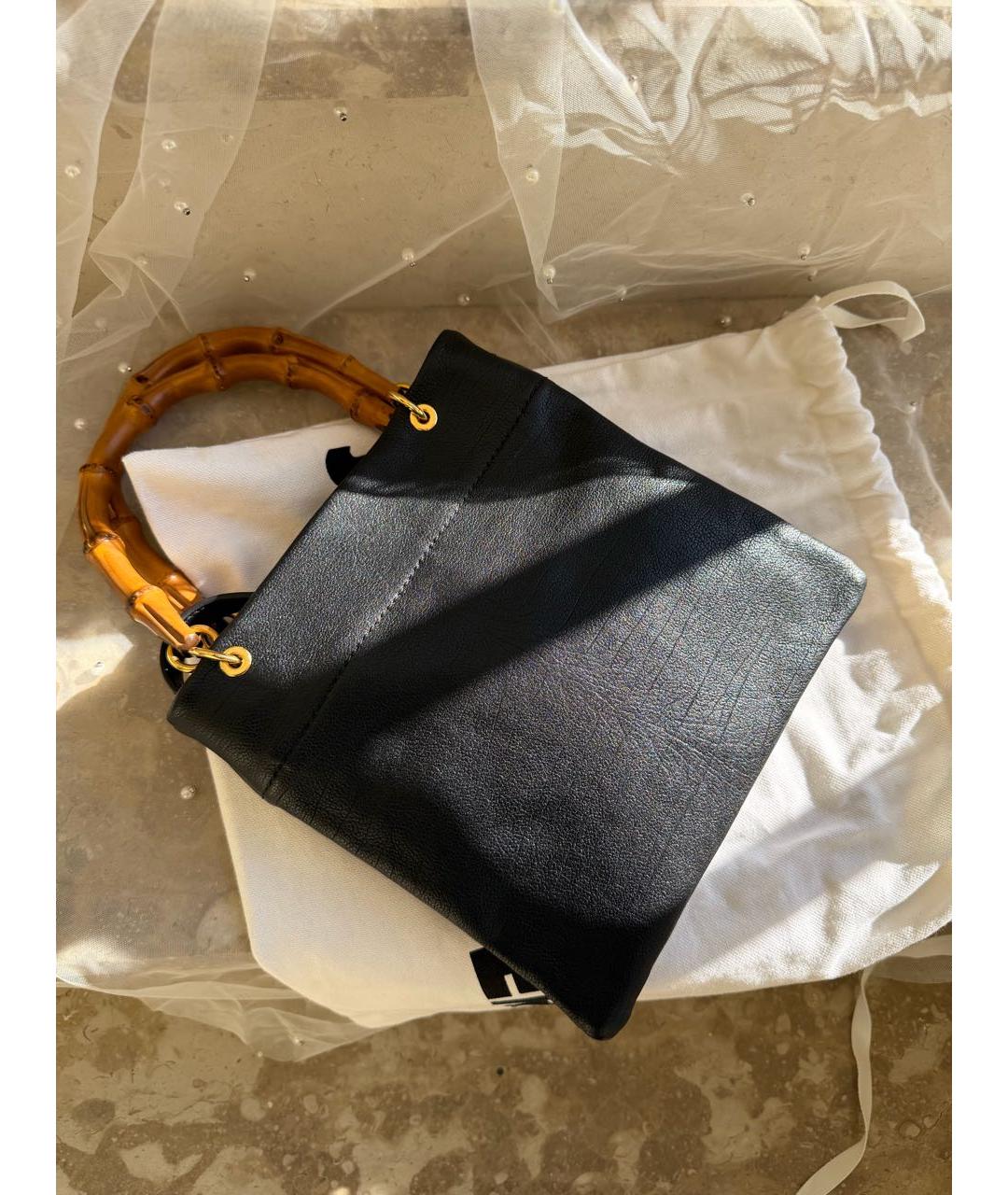 JIL SANDER Черная кожаная сумка с короткими ручками, фото 3