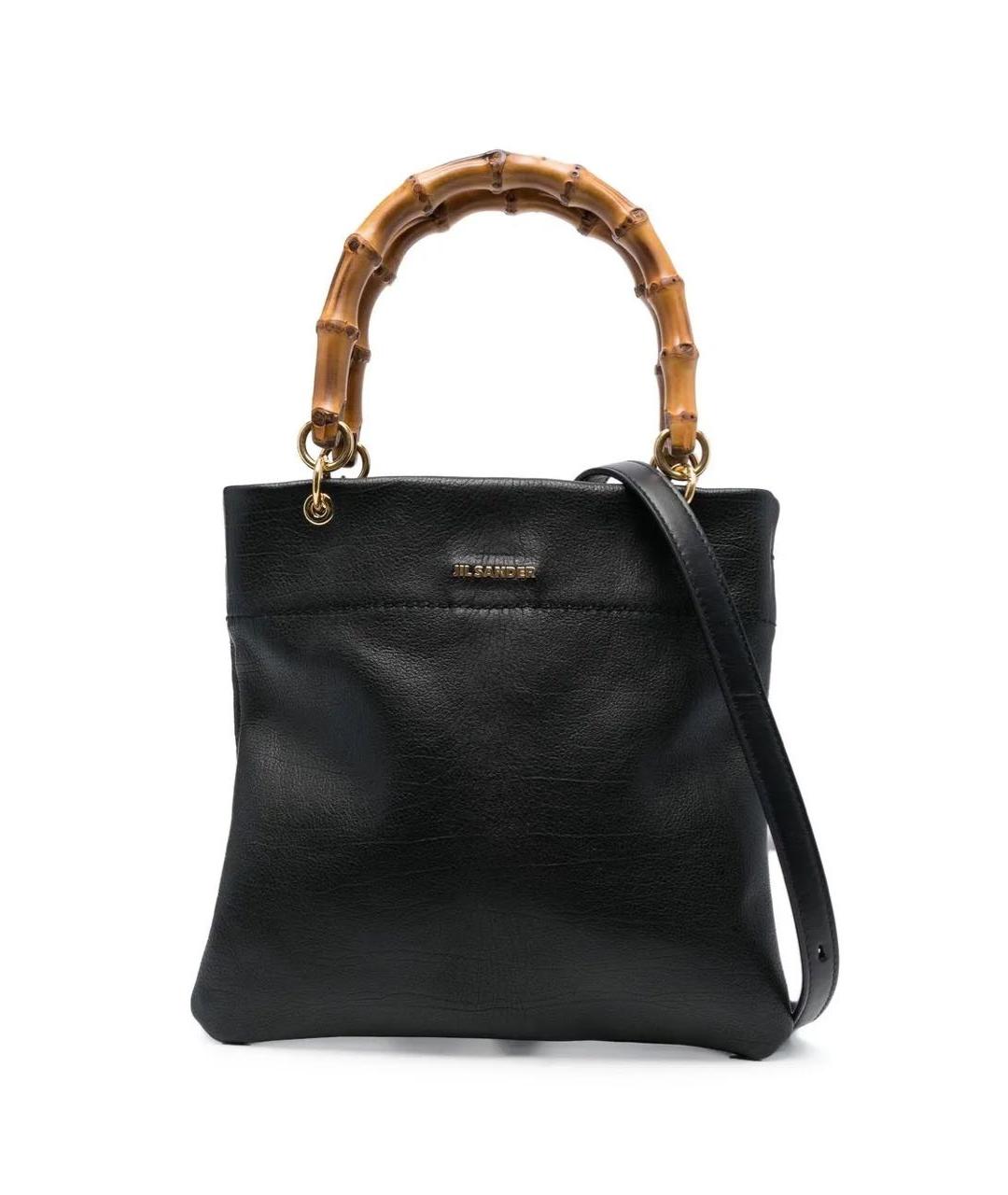 JIL SANDER Черная кожаная сумка с короткими ручками, фото 1