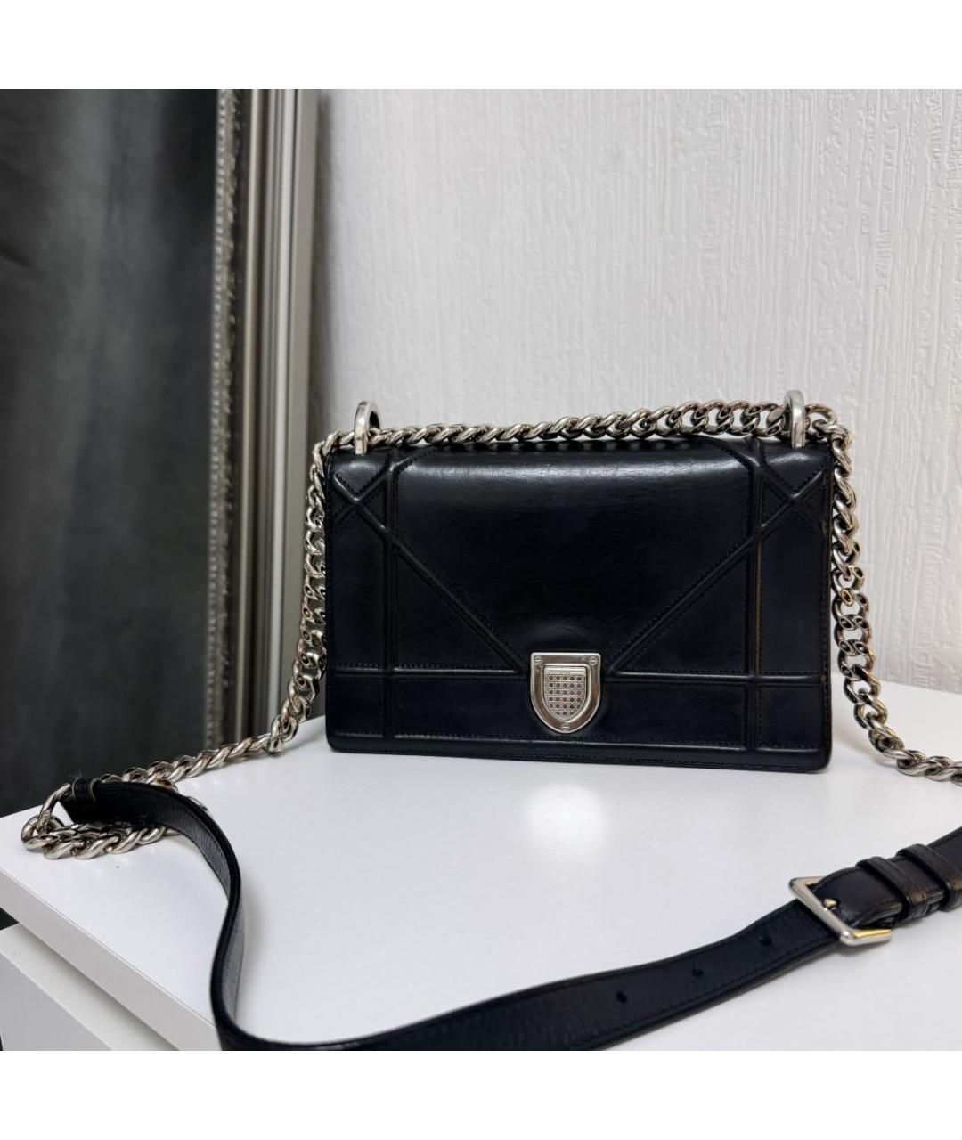 CHRISTIAN DIOR Черная кожаная сумка через плечо, фото 6