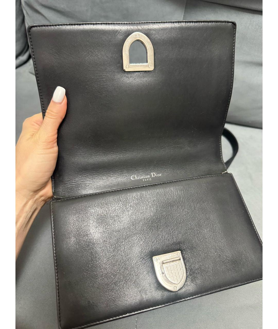 CHRISTIAN DIOR Черная кожаная сумка через плечо, фото 4